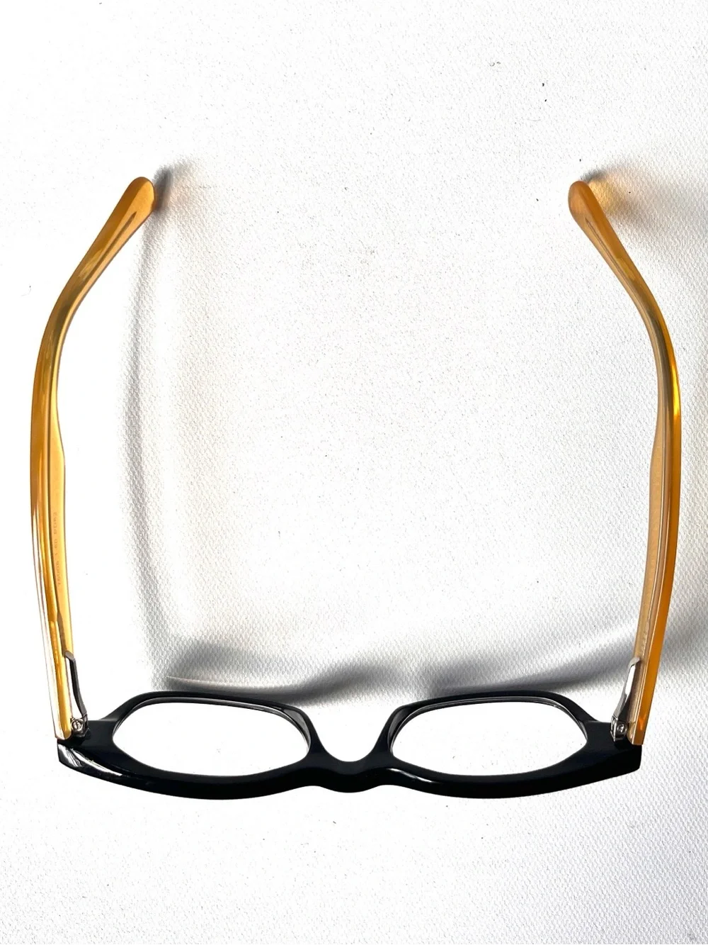Vintage Petite Fit Acetate Reading Glasses Black/Amber Square Hornrim